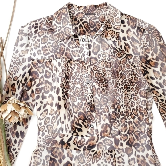 Elie Tahari Distressed Leopard Print Dress Sz 2 - Picture 6 of 16